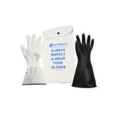 Enespro Kitgc0B1014 Ag Safety Class 0 Rubber Voltage Glove Kit, 14" Long, Made In Usa, Black, Size 10