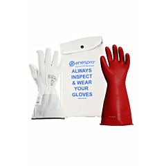 Enespro Kitgc0R0814 Ag Safety Class 0 Rubber Voltage Glove Kit, 14" Long, Made In Usa, Red, Size 8