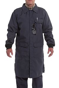 National Safety Apparel Labcr-Nb-Lgt Fr Chemical Protection Lab Coat W/ Pockets, Navy, Size Large/Tall