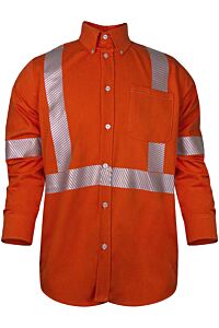 Vizable Shruo3Cx23Xrg Fr Work Shirt Csa Z96 Class 2 Level 2, Orange, Size 3X-Large