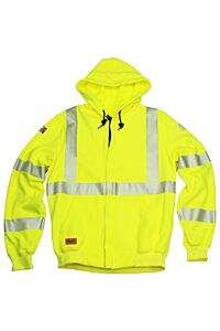 Drifire Swshezc3-Xl Fr Hi-Vis Zip Hoodie Class 3, Yellow, Size X-Large