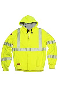 Drifire Swslhe02-Mdt Fr Hi-Vis Lined Zip Front Hoodie Class 3, Yellow, Size Medium/Tall