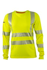 Drifire Women'S Teey2Lsc3W-2X Hautework Hi-Vis Fr Long Sleeve Tee Class 3, Yellow, Size 2X-Large