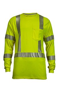 Drifire Teey2Lspc3Md Fr Dual Hazard Long Sleeve Tee Class 3, Yellow, Size Medium