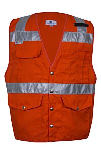 Vizable Vnt9752S 7 Pocket Survey Vest Non Ansi, Orange, Size Small