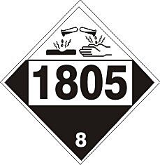 Safehouse Signs 1805 Phosphoric Acid - Class 8 Placard, 10.75, Adhesive Vinyl