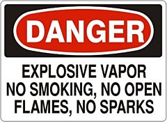 Safehouse Signs Explosive Vapor No Smoking No Open Flames No Sparks - Danger Sign, 7" X 10", Plastic (.040)