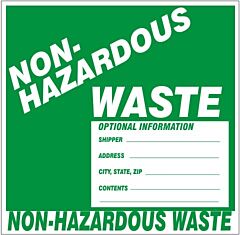 Safehouse Signs Non-Hazardous Waste Optional Information Shipper Address City, 6X6, Adhesive Vinyl