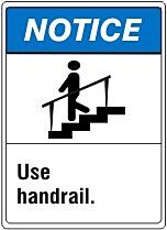 Safehouse Signs Use Handrail With Picto - Notice Sign, 10" X 7", Aluminum (.040)