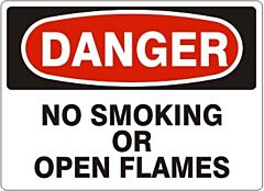 Safehouse Signs No Smoking Or Open Flames - Danger Sign, 10" X 14", Aluminum (.040)