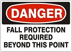 Safehouse Signs Fall Protection Required Beyond This Point - Danger Sign, 10" X 14", Aluminum (.040)