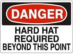Safehouse Signs Hard Hat Required Beyond This Point - Danger Sign, 10" X 14", Aluminum (.040)