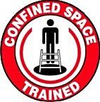 Safehouse Signs Confined Space Trained Picto Silhouette Of Man Above Hole With - Helmet / Hard Hat Markers, 2X2, Adhesive Vinyl