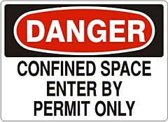 Safehouse Signs Confined Space Enter By Permit Only - Danger Sign, 10" X 14", Plastic (.040)