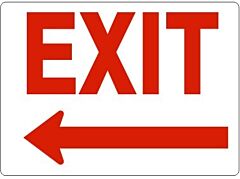 Safehouse Signs Exit Sign With Left Arrow- Red On White, 10" X 14", Plastic (.040)