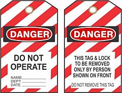 Safehouse Signs Danger Do Not Operate Tags, 6" X 3", Laminated Tag Board