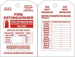 Safehouse Signs Fire Extinguisher Tags, 6" X 3", Laminated Tag Board