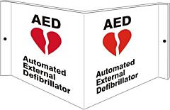 Safehouse Signs Aed Red Heart With Flash - Projecting Wall Sign, 6" X 12", Acrylic