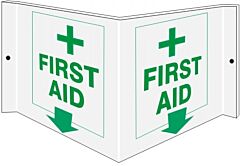 Safehouse Signs First Aid With Cross - Projecting Wall Sign, 6" X 12", Acrylic