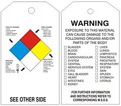 Safehouse Signs Right-To-Know Accident Prevention Tag Health Fire Reactivity, 6" X 3", Rigid Vinyl