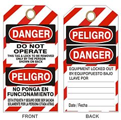 Safehouse Signs Danger Do Not Operate - This Tag And Lock To Be Removed Tags, 6" X 3", Rigid Vinyl