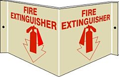Safehouse Signs Fire Extinguisher With Arrow Pointing Down - Projecting Wall Sign, 6" X 12", Acrylic Glow