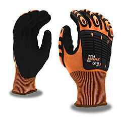 Cordova 7734L Gloves, Ogre-Flex 13-Gauge, Hi-Vis Orange Polyester Shell, Tpr Protectors, Black Sandy Nitrile Palm Coating, Reinforced Thumb Crotch, Size Large