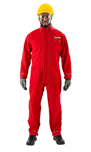 Ansell 66-667-S Sawyer-Tower Cpc Polyester Chemical Splash Coverall - Red, Small
