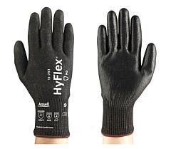 Ansell Hyflex 11-751 Cut-Resistant Gloves, Black, Polyurethane Palm Coated, Size 7