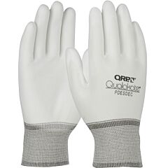 Qrp Pdesdec Seamless Knit Nylon Gloves With Polyurethane Coated Microfoam Grip On Palm & Fingertips, White
