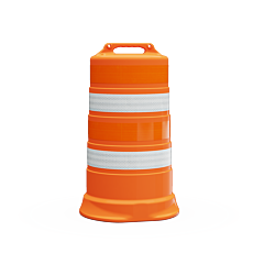 Plasticade 456-Hd-T-44 Commander Traffic Drum, Diamond Grade Sheeting, High Density, No Base, Sheeting Type: 2- 4" White Hip, 2-4" Orange Dg Stripes
