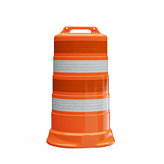 Plasticade 456-Ld-T-40 Commander Traffic Drum, High Intensity Prismatic Grade Sheeting, Low Density, No Base, Sheeting Type: 4 - 4" Hip Stripes