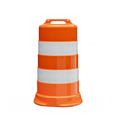Plasticade 456-Ld-T-34 Commander Traffic Drum, Diamond Grade Sheeting, Low Density, No Base, Sheeting Type: 4 - 6" Dg Stripes