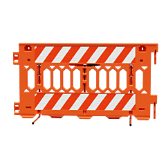 Plasticade 2008-O-Hipr 6' Ada Pathcade Barricade System, Orange, Two Sections Of High Intensity Prismatic Grade Striped On One Side Of The Barricade, Striped Sheeting Direction: Right, Top & Bottom, One Side