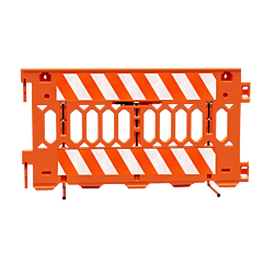 Plasticade 2008-O-Dgl 6' Ada Pathcade Barricade System, Orange, Two Sections Of Diamond Grade Striped Sheeting On One Side Of The Barricade, Striped Sheeting Direction: Left, Top & Bottom, One Side