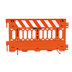 Plasticade 2008-O-Eglr-T 6' Ada Pathcade Barricade System, Orange, One Section Of Engineer Grade Striped Sheeting On Both Sides Of The Barricade, Striped Sheeting Direction: Left/Right, Top Only, Both Sides