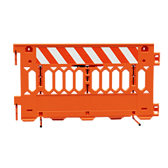 Plasticade 2008-O-Hipl-T 6' Ada Pathcade Barricade System, Orange, One Section Of High Intensity Prismatic Grade Striped Sheeting On One Side Of The Barricade, Striped Sheeting Direction: Left, Top Only, One Side
