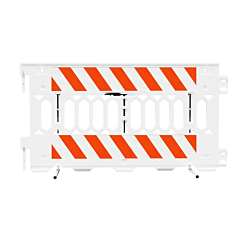 Plasticade 2008-W-Eglr 6' Ada Pathcade Barricade System, White, Two Sections Of Engineer Grade Striped Sheeting On Both Sides Of The Barricade, Striped Sheeting Direction: Left/Right, Top & Bottom ,Both Sides