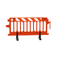 Plasticade 2004-O-Egl Crowdcade Crowd Control Barricade, Orange, Engineer Grade Striped Sheeting, Left