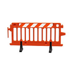 Plasticade 2004-O-Egr Crowdcade Crowd Control Barricade, Orange, Engineer Grade Striped Sheeting, Right