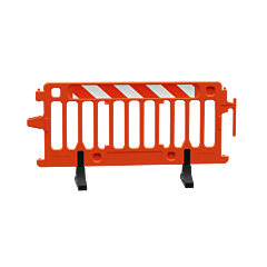 Plasticade 2004-O-Hipl Crowdcade Crowd Control Barricade, Orange, High Intensity Prismatic Striped Sheeting, Left