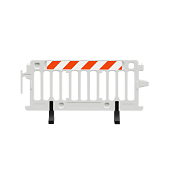Plasticade 2004-W-Egr Crowdcade Crowd Control Barricade, White, Engineer Grade Striped Sheeting, Right