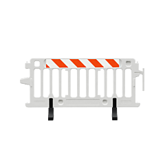 Plasticade 2004-W-Eglr Crowdcade Crowd Control Barricade, White, Engineer Grade Striped Sheeting, Left/Right