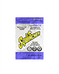 Sqwincher 159015302 Fast Pack Drink Mix, Grape, 0.6 Fl Oz, Pack, Yields 6 Oz