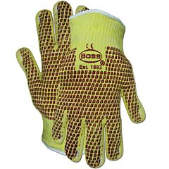 Boss 1Tn4100Kb Aramid Cotton Seamless Knit Hot Mill Gloves With Cotton Liner And Double-Sided Nitrile Coating, Knitwrist, Yellow