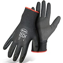 Boss 1Uh7820 Seamless Knit Polyester Gloves With Double-Dipped Nitrile Coated Microsurface Grip On Palm & Fingers, Black