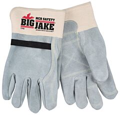 Mcr Safety 1745M Gloves, Big Jake, Inside Double Palm, Full Leather Back, 2 1/2" Safety Cuff, Elastic Strap, Ansi Cut Level A2, Abr4, P5, H5, Size Medium