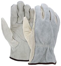 Mcr Safety 32055M Gloves, Competitive Value Grade, Cow Grain Patch Palm, Split Leather Back, Keystone Thumb, P3, Abr4, Size Medium