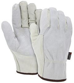 Mcr Safety 32056Dpxxl Gloves, Competitive Value Grade, Cow Grain Palm, Gray Split Leather Back, Double Palm, Wing Thumb, Size 2X-Large