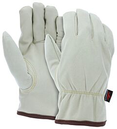 Mcr Safety 3750Xl Gloves, Beige Driver, Synthetic Split Cowhide Leather, Red Fleece Lining, Keystone Thumb, Size X-Large
